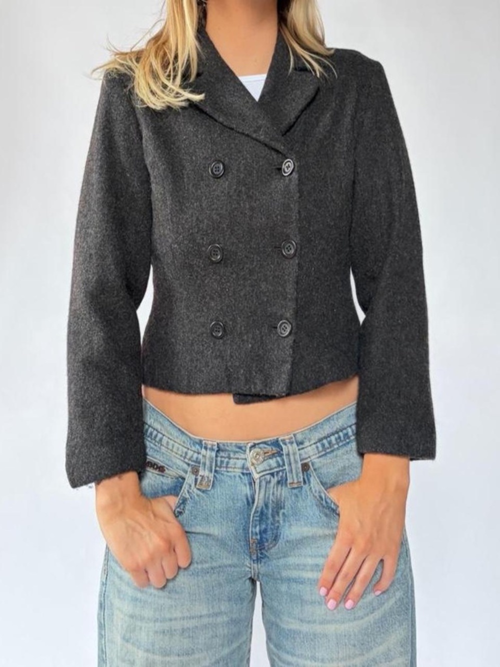 J Crew Wool Peacoat Cropped Charcoal 6
